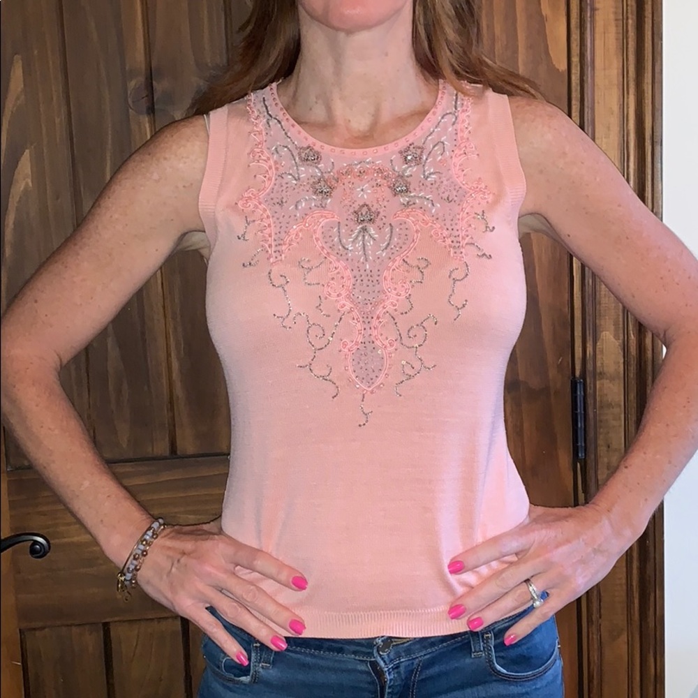 Sleeveless Beaded Sweater